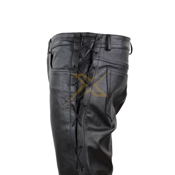 Mens Genuine Soft Brown Leather Pants 2