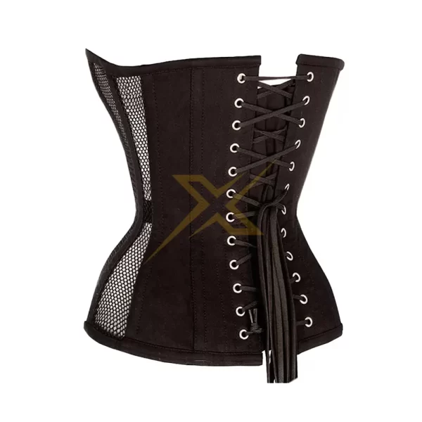 Womens Genuine Black Mesh Heavy Duty Over Bust Corset 1