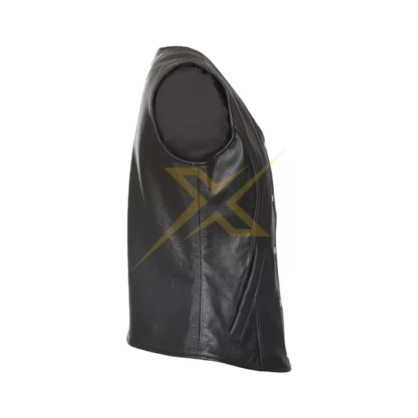 Womens Genuine Cowhide Leather Motorcycle Leather Vest 1