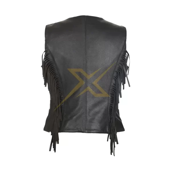 Womens Genuine Lambskin Leather Motorcycle Vest 1