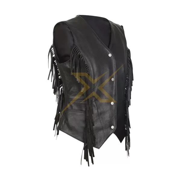 Womens Genuine Lambskin Leather Motorcycle Vest 3
