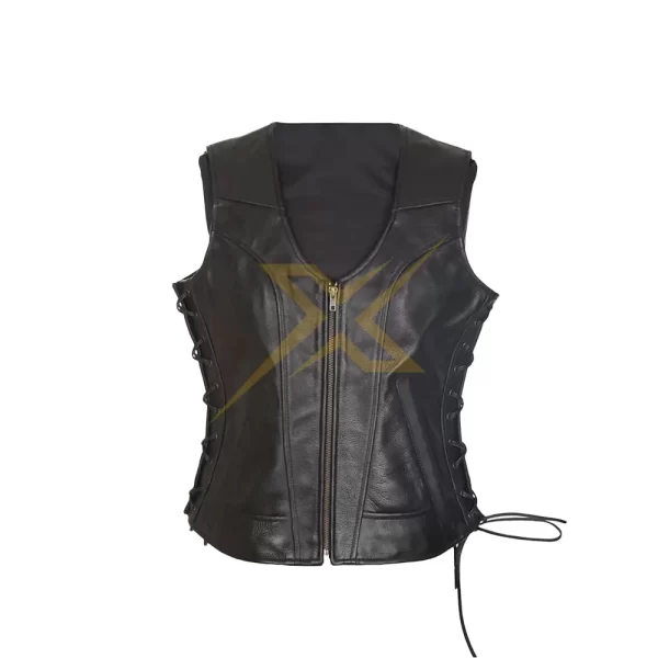 Womens Genuine Leather Motorcycle Vest 3