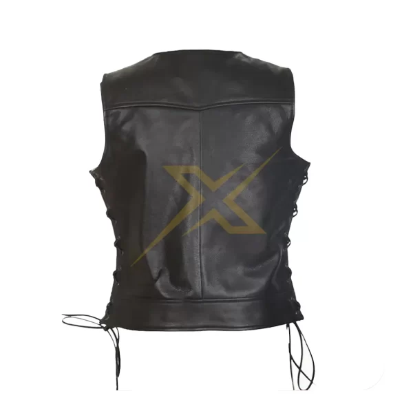 Womens Genuine Leather Motorcycle Vest 4