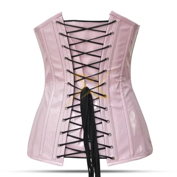 Womens Genuine Pink PVC Overbust corset 1