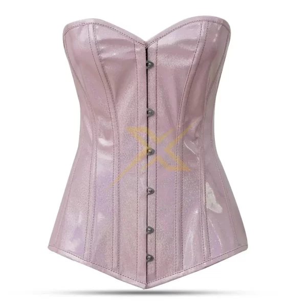 Womens Genuine Pink PVC Overbust corset 2