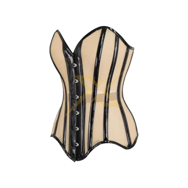Womens Nude Mesh Heavy Duty Steel Boned Over Bust Corset 2