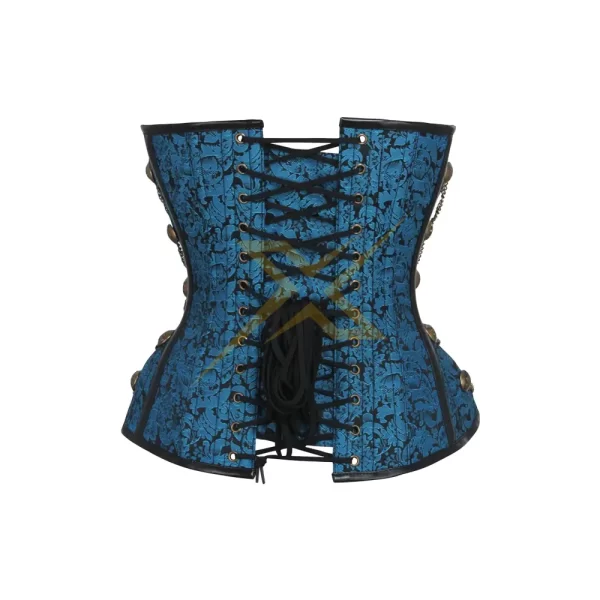 Double Steel Boned Under Bust Genuine Brocade Corset 2