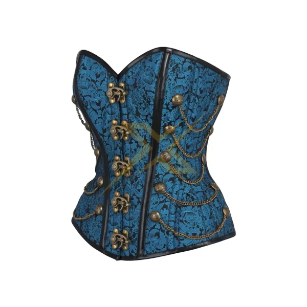 Double Steel Boned Under Bust Genuine Brocade Corset 3