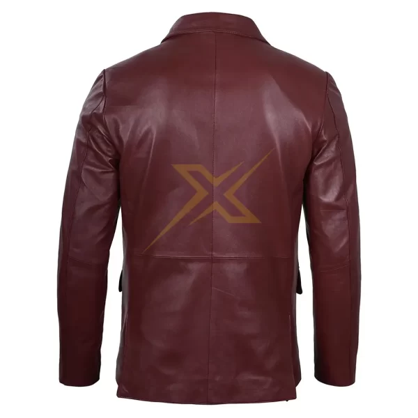 Mens Genuine Marron Leather Blazer Coat 1