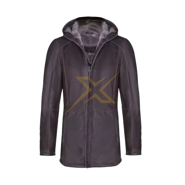 002 Mens Genuine Classic Sheepskin Hooded Parker Leyland Coat 1