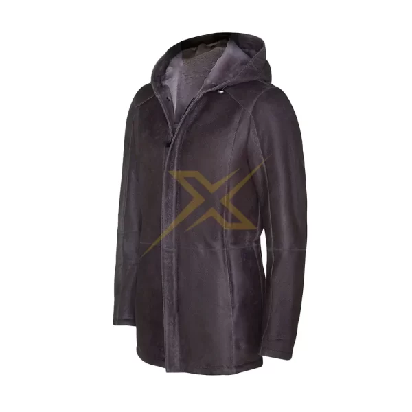 002 Mens Genuine Classic Sheepskin Hooded Parker Leyland Coat 2