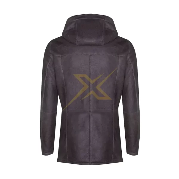 002 Mens Genuine Classic Sheepskin Hooded Parker Leyland Coat 3