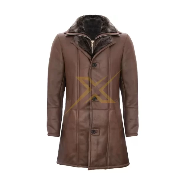 011 Mens Warm Genuine Sheepskin Shearling Pilot Jacket Leather coat 2